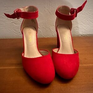 Dream Pairs Red Suede Ankle Strap Heels